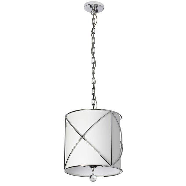 Dainolite CLC Chandelier w/ Cream Linen Shade, Polished Nickel Finish