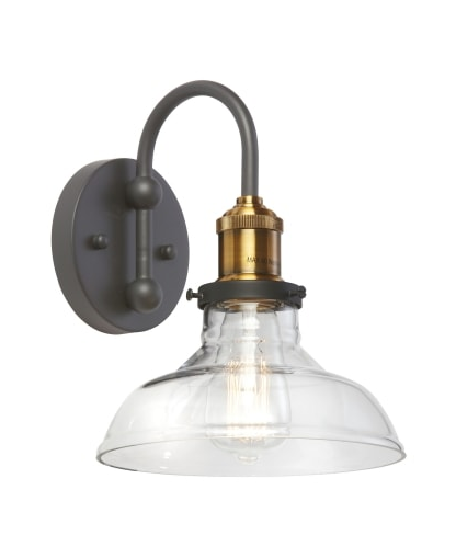 Dainolite 410 1LT Wall Sconce, Black / Anitque Brass Finish