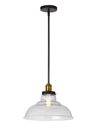 Dainolite 410 1LT Pendant, Black/Antique Brass Finish