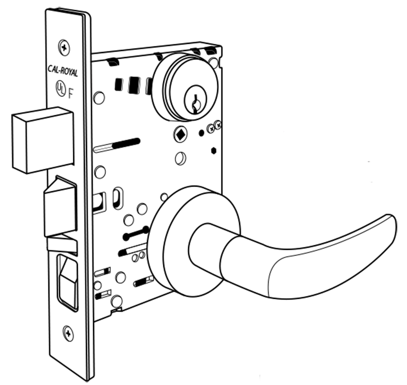 Cal-Royal NM Series Heavy Duty, Grade 1 Sectional Trim Mortise Lockset, Satin Chrome