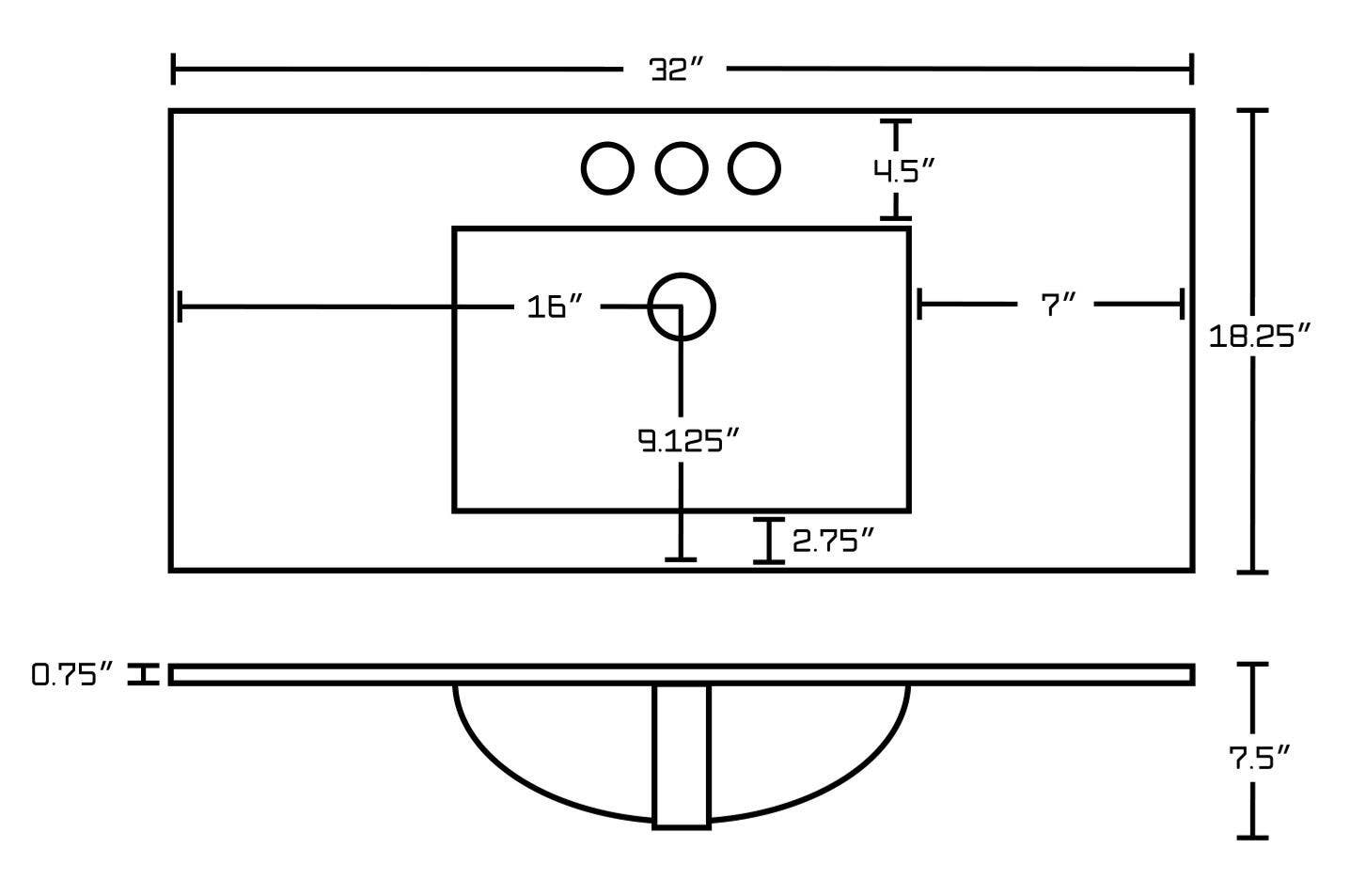 American Imaginations AI-20860 32-in. W 3H4-in. Ceramic Top Set In White Color