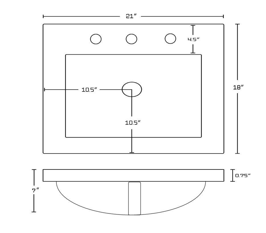 American Imaginations AI-21003 21-in. W 3H8-in. Ceramic Top Set In White Color