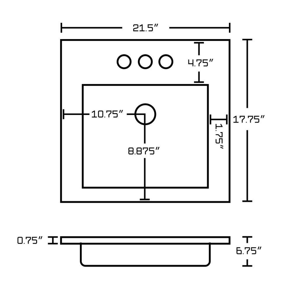 American Imaginations AI-21049 21.5-in. W 3H4-in. Ceramic Top Set In White Color