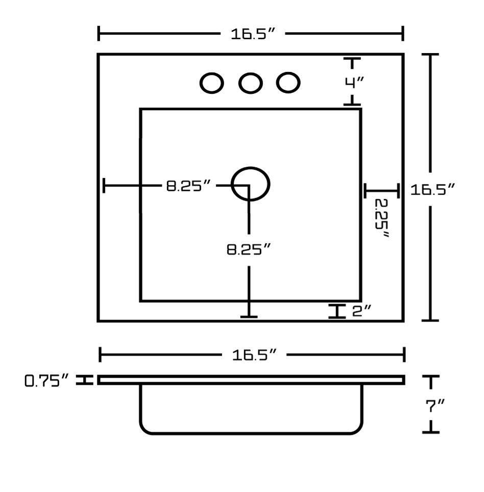 American Imaginations AI-21138 16.5-in. W 3H4-in. Ceramic Top Set In White Color