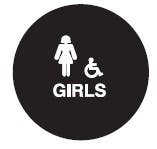 Don-Jo CHS-5-GIRLS Round Girls Restroom Sign, Blue Finish