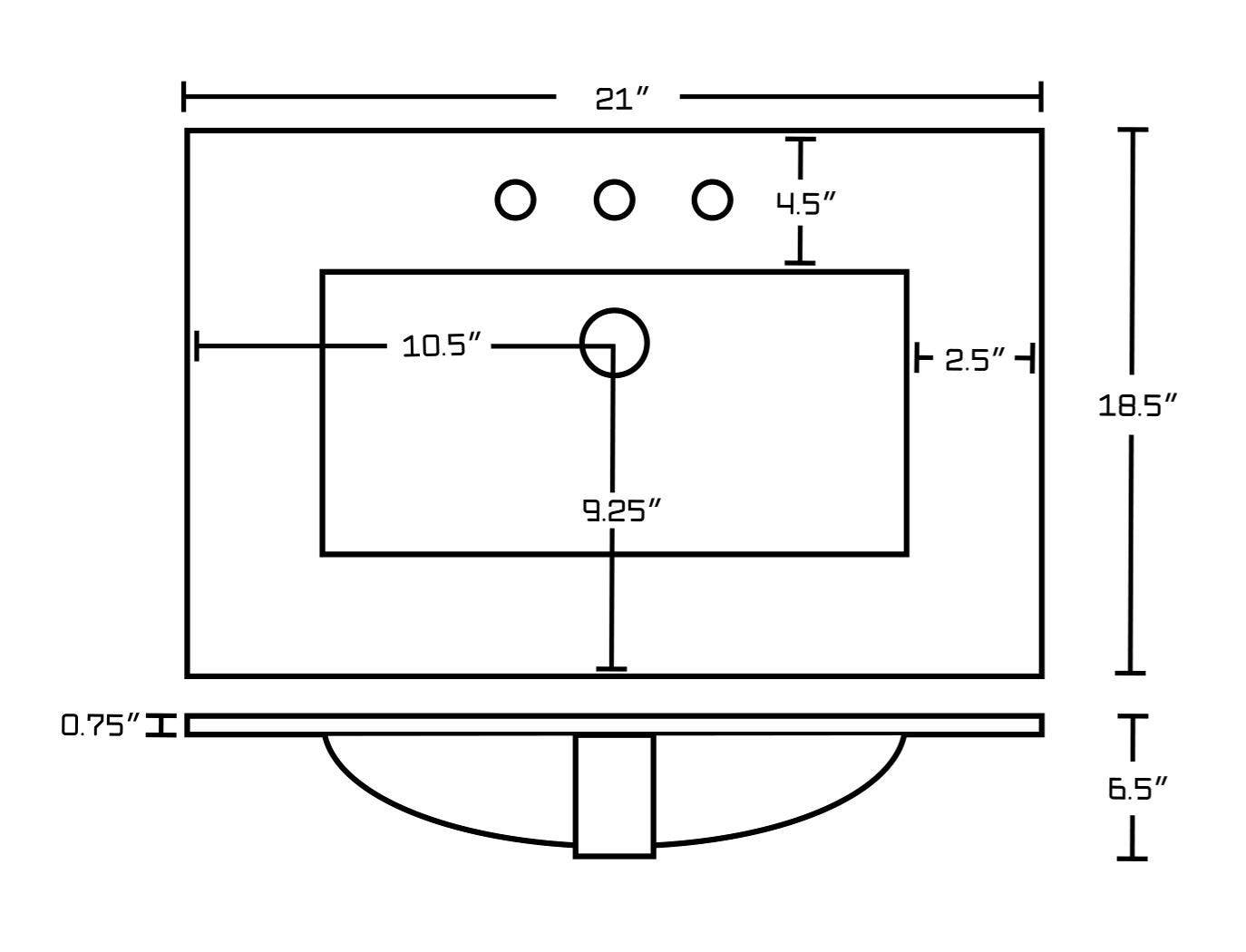 American Imaginations AI-21224 21-in. W 3H8-in. Ceramic Top Set In White Color