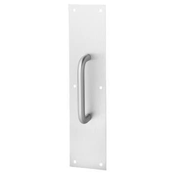 Rockwood 102 x 70B Commercial Door Standard Gauge Pull Plate - 5/8" Diameter x 51/2" CTC