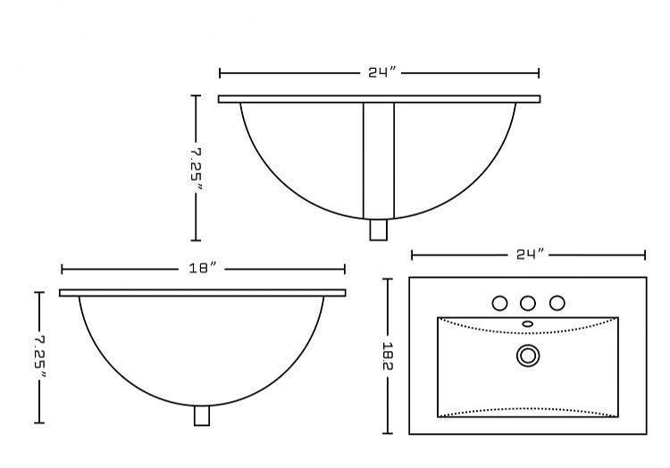 American Imaginations AI-21369 24-in. W 3H4-in. Ceramic Top Set In White