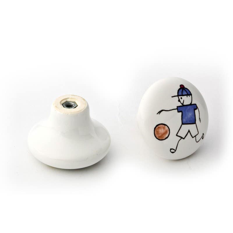 Capitol Cabinet Hardware 121-105 Ceramic Cabinet Knob Pull with Painted Playing Boy