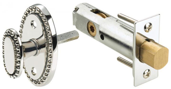 Omnia 065-238 Classic Beaded Privacy Door Bolt - 2-3/8" Backset