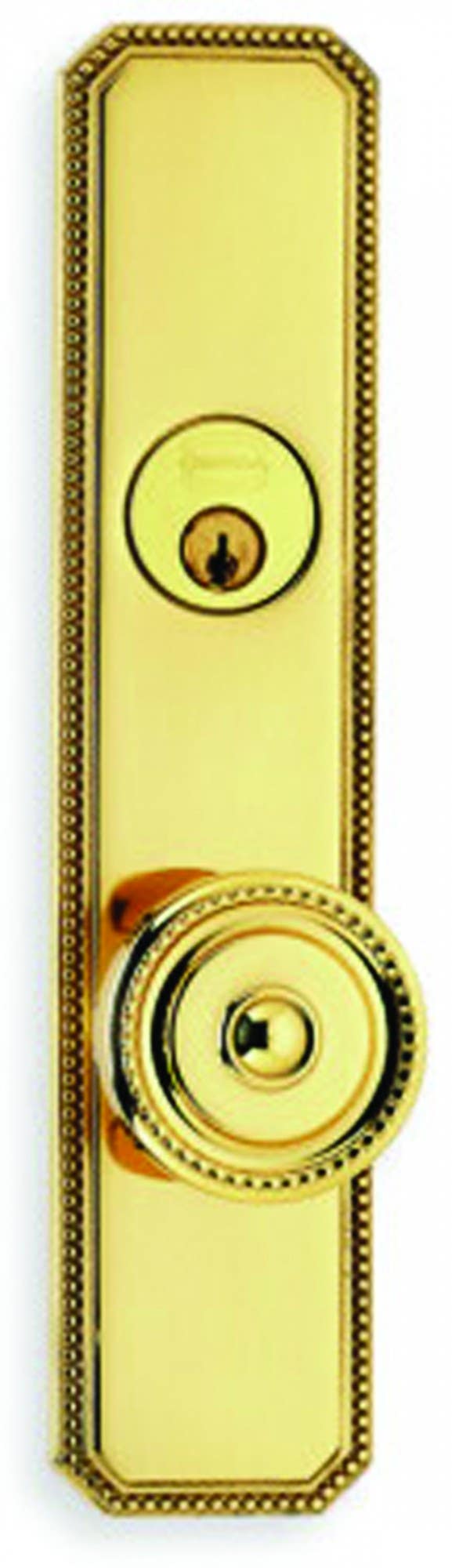 Omnia D25430 Exterior Traditional Beaded Deadbolt Entrance Knob Lockset - Solid Brass