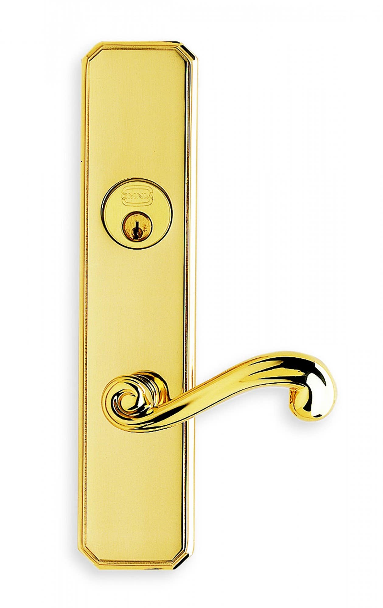 Omnia 11055 Exterior Traditional Mortise Entrance Lever Lockset with Plate - Solid Brass