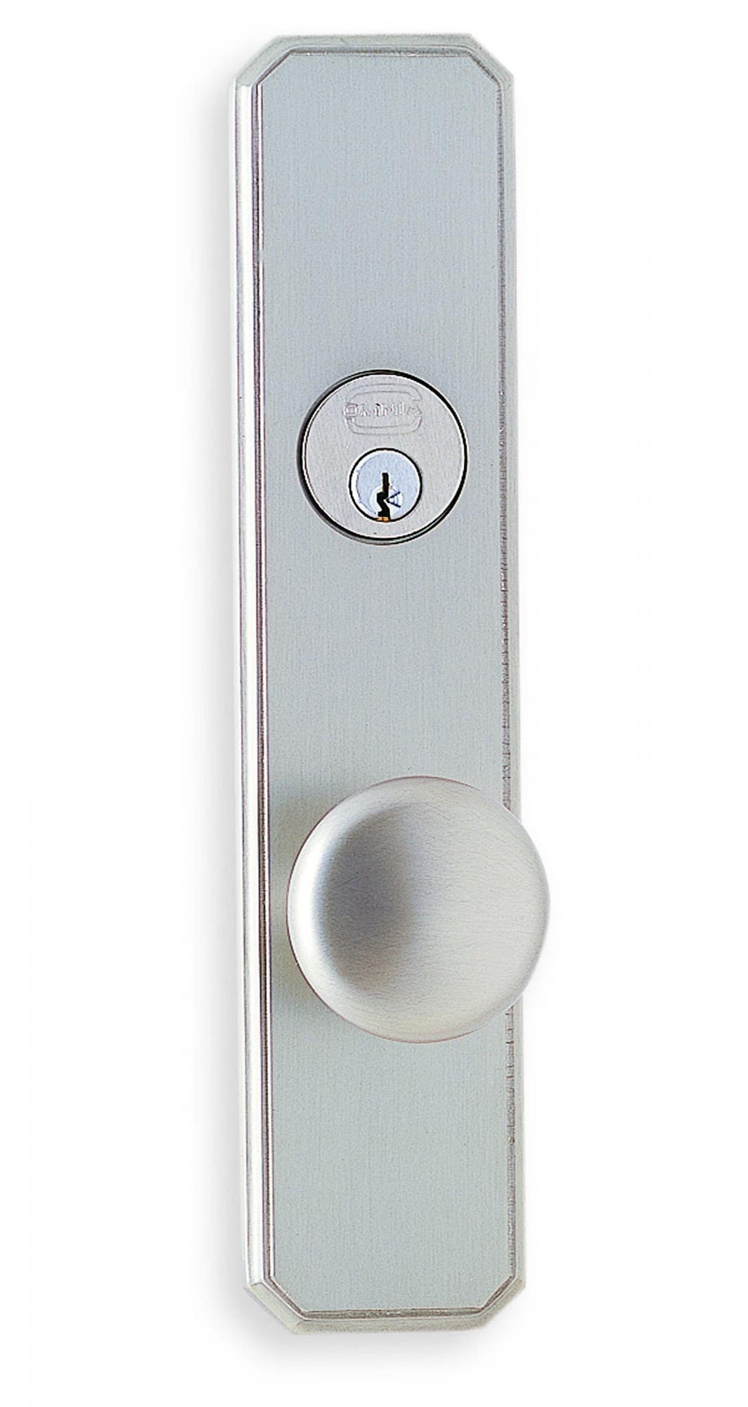 Omnia 11442 Exterior Traditional Mortise Entrance Knob Lockset with Plate - Solid Brass