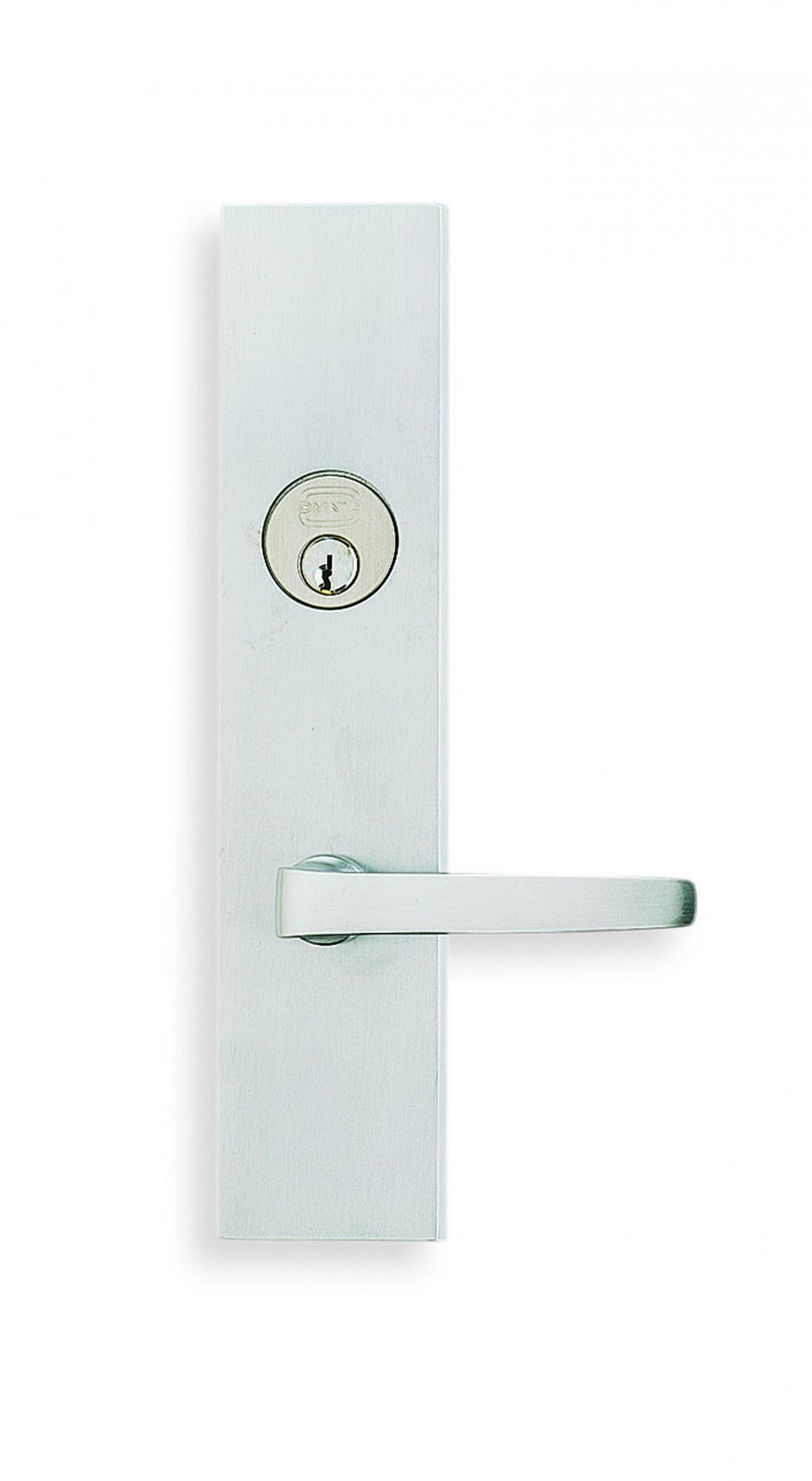 Omnia 12036 Exterior Modern Mortise Entrance Lever Lockset w/ Plate - Solid Brass