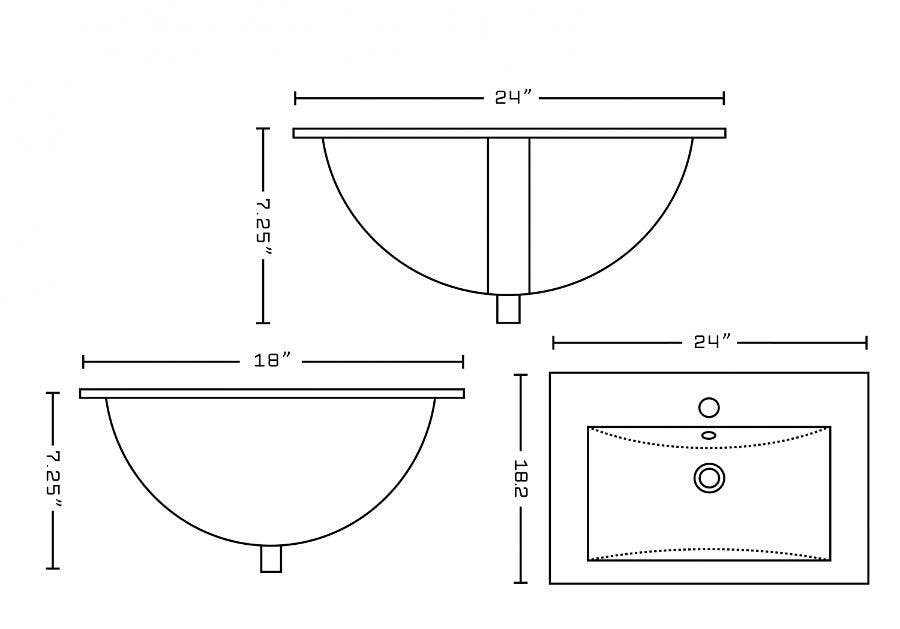 American Imaginations AI-22373 24-in. W 1 Hole Ceramic Top Set In White Color - CUPC Faucet Incl.