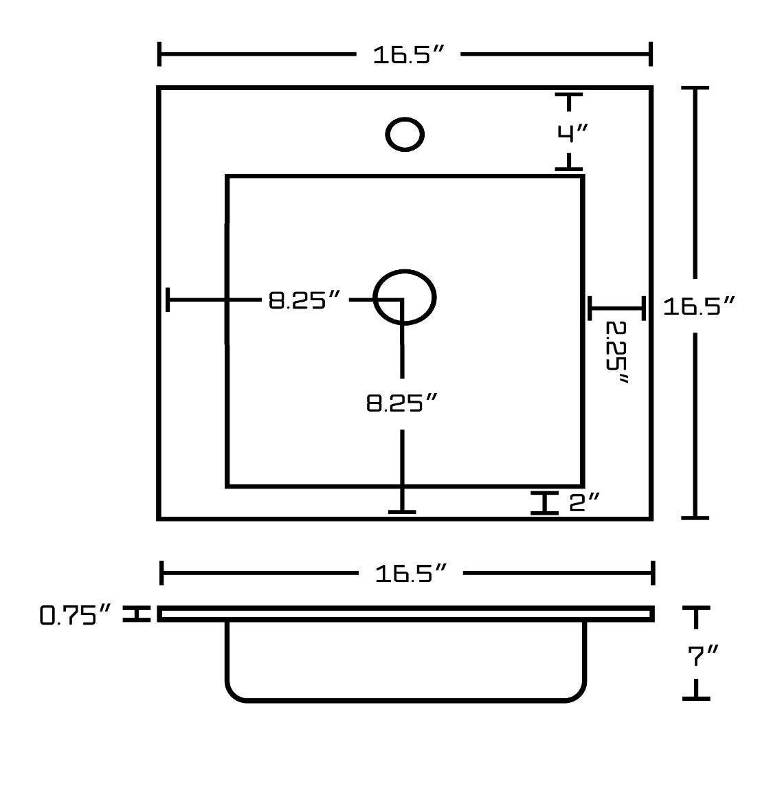 American Imaginations AI-24556 16.5-in. W 1 Hole Ceramic Top Set In White Color - CUPC Faucet Incl.