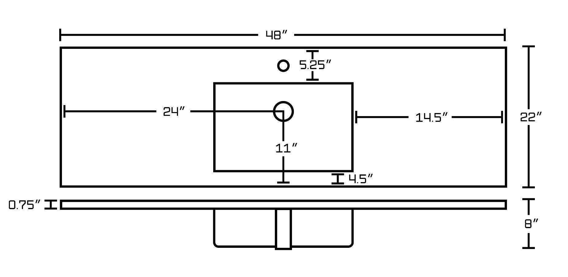 American Imaginations AI-24635 48.75-in. W 1 Hole Ceramic Top Set In White Color - CUPC Faucet Incl.