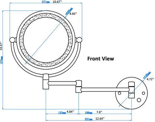 American Imaginations AI-20275 20.83-in. W Round Brass-LED Wall Mount Magnifying Mirror In Brushed Nickel Color