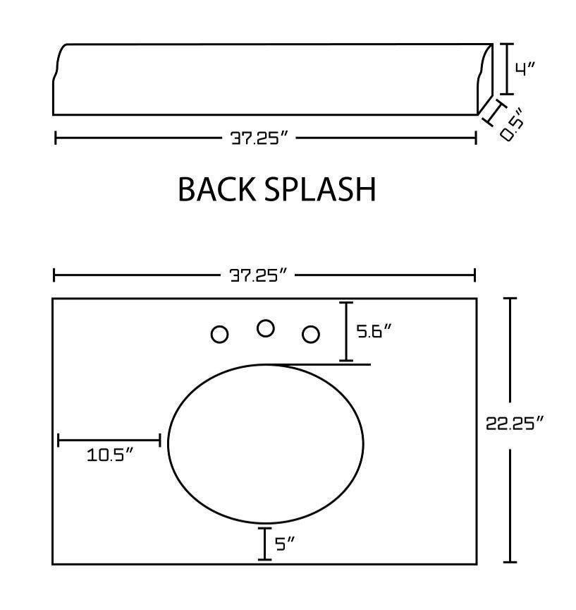 American Imaginations AI-19338 37.25-in. W 22.25-in. D Marble Top In Beige Color For 3H8-in. Faucet