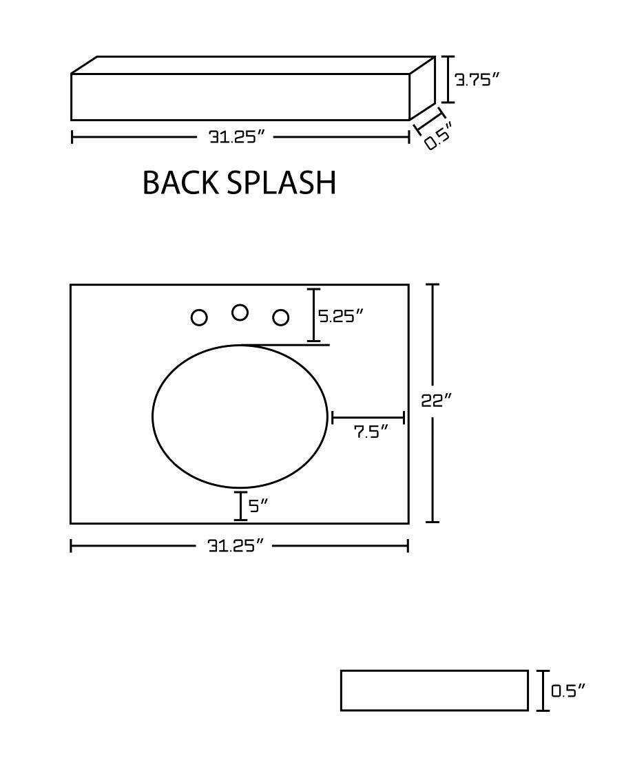 American Imaginations AI-19341 31.25-in. W 22-in. D Marble Top In Beige Color For 3H8-in. Faucet