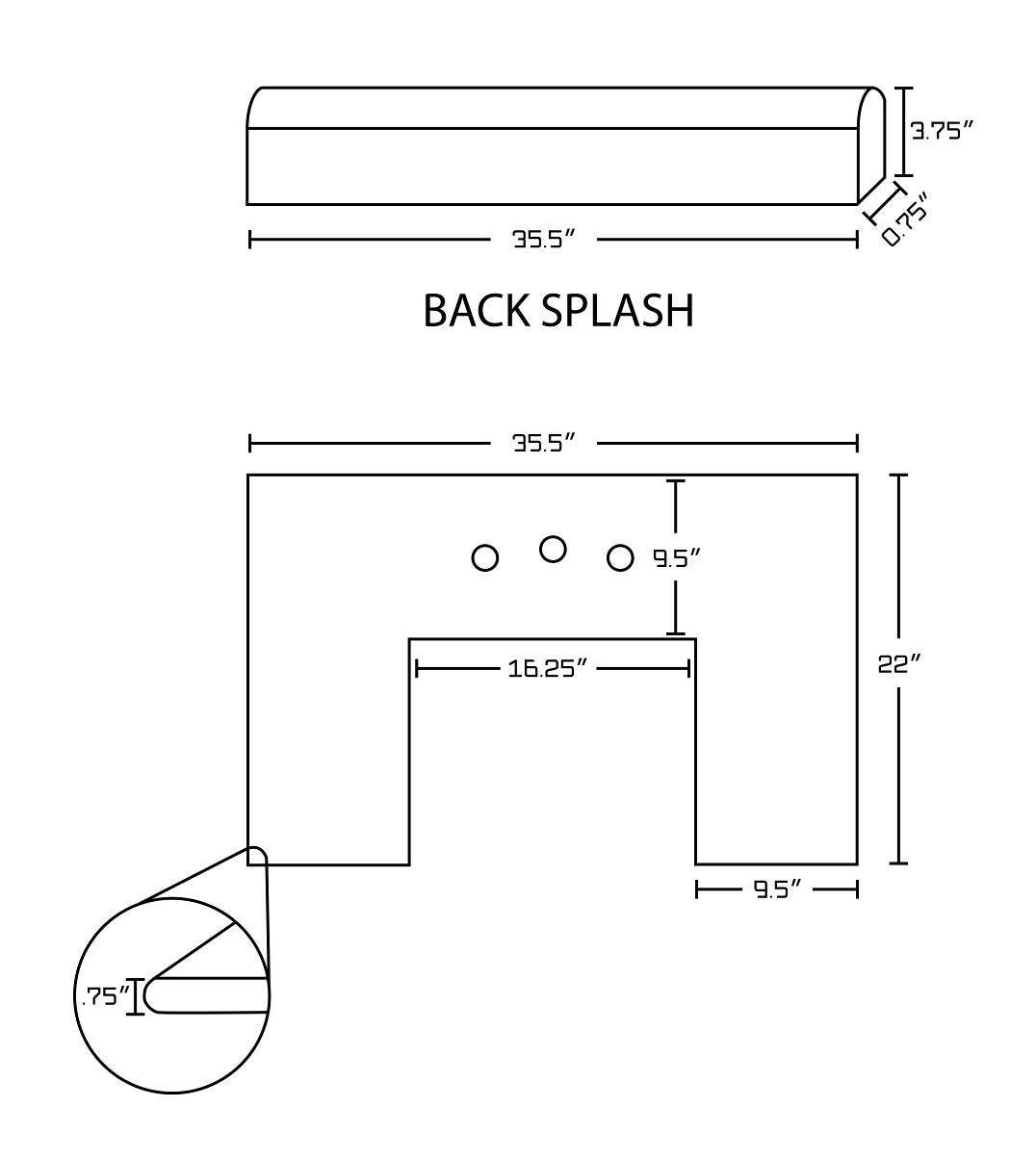 American Imaginations AI-19342 35.5-in. W 22-in. D Marble Top In Bianca Carara Color For 3H8-in. Faucet