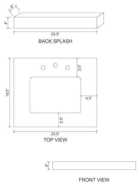 American Imaginations AI-19327 23.5-in. W 19.5-in. D Marble Top With Backsplash In Beige Color For 3H8-in. Faucet - White UM Sink