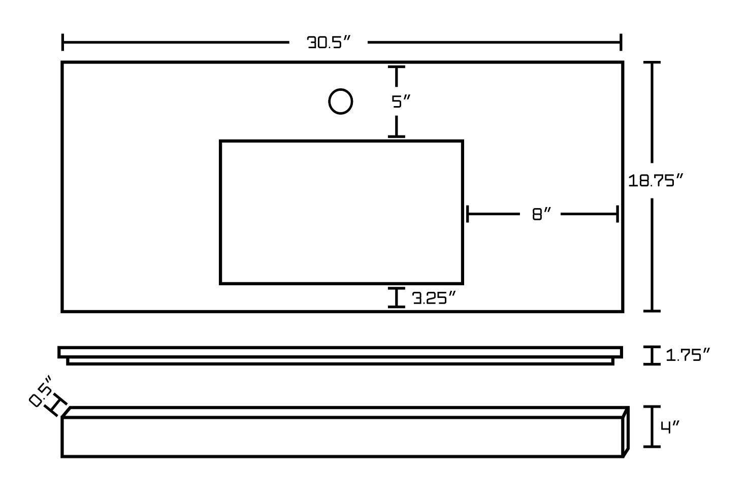 American Imaginations AI-19221 30.5-in. W 18.75-in. D Quartz Top In Beige Color For 1 Hole Faucet