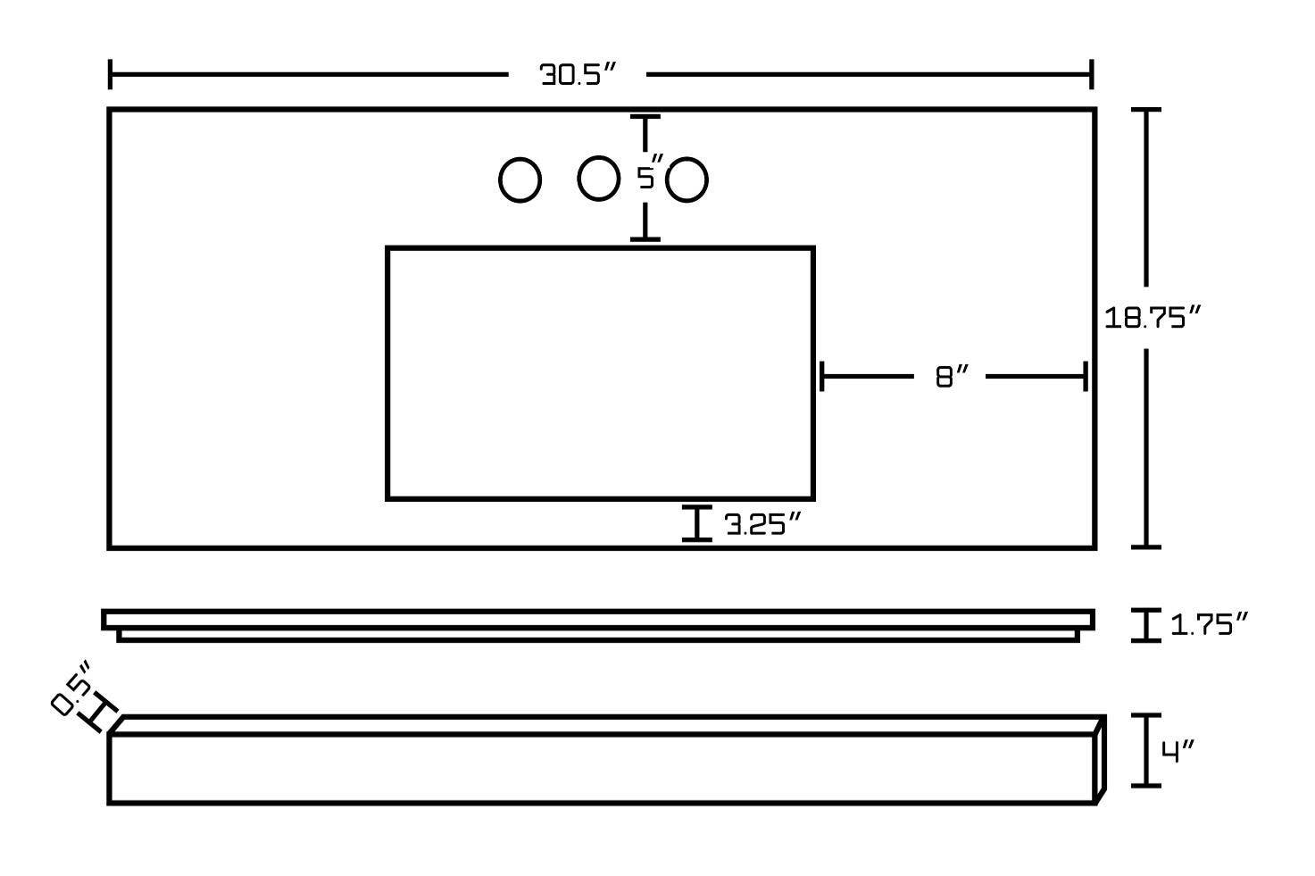American Imaginations AI-19223 30.5-in. W 18.75-in. D Quartz Top In Beige Color For 3H4-in. Faucet