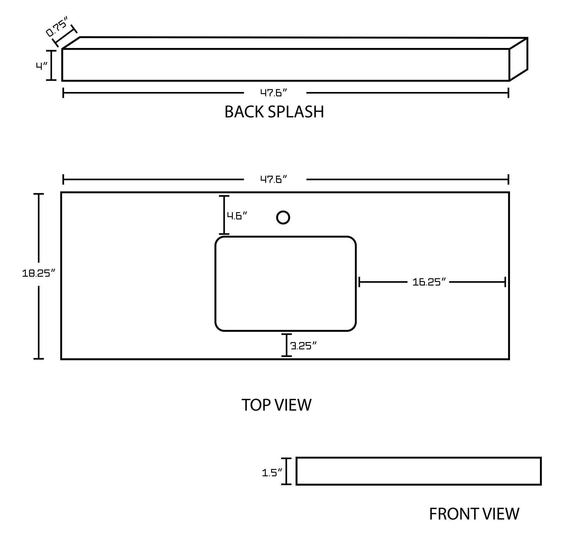 American Imaginations AI-19224 47.6-in. W 18.25-in. D Quartz Top In Beige Color For 1 Hole Faucet