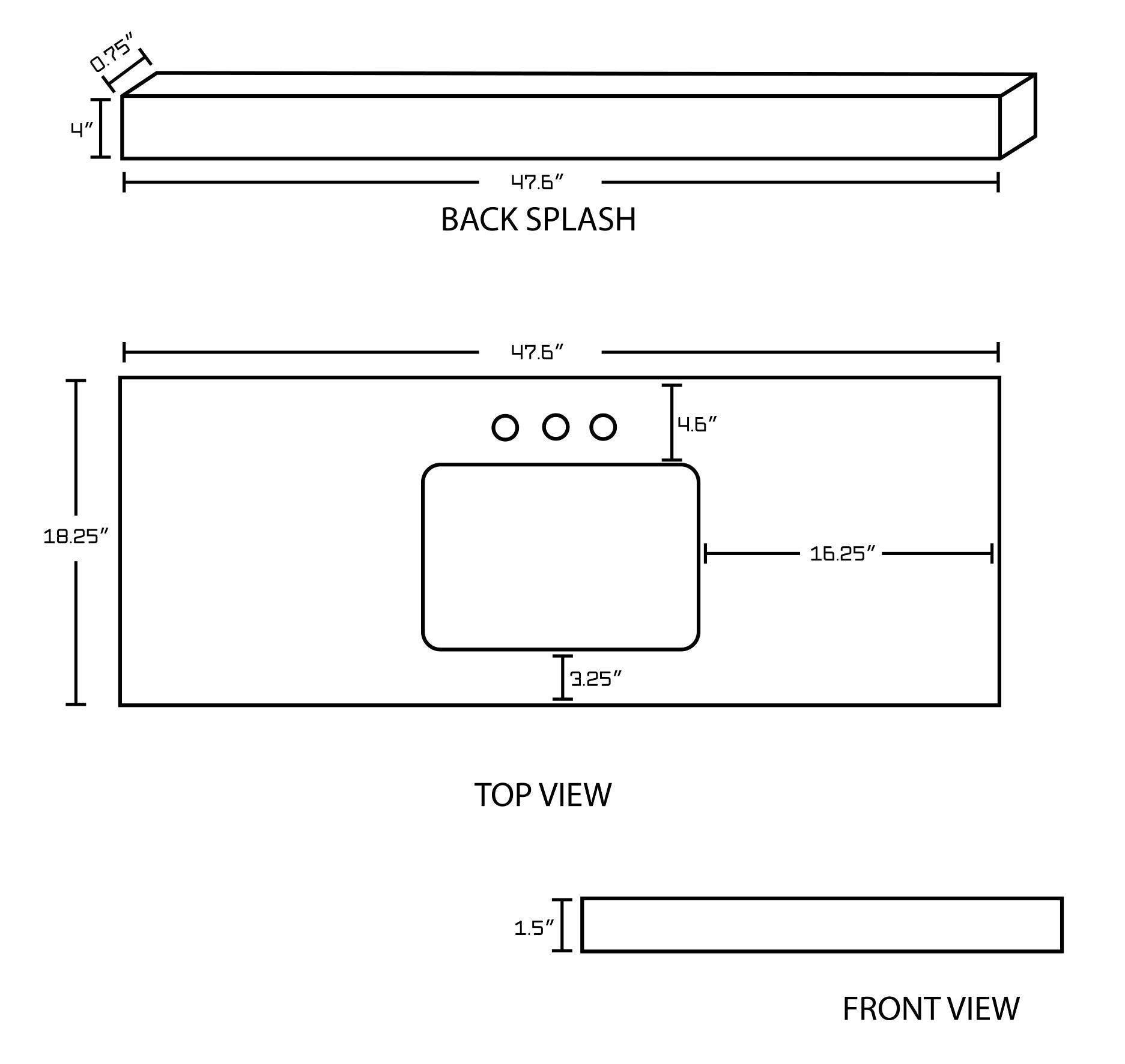 American Imaginations AI-19226 47.6-in. W 18.25-in. D Quartz Top In Beige Color For 3H4-in. Faucet