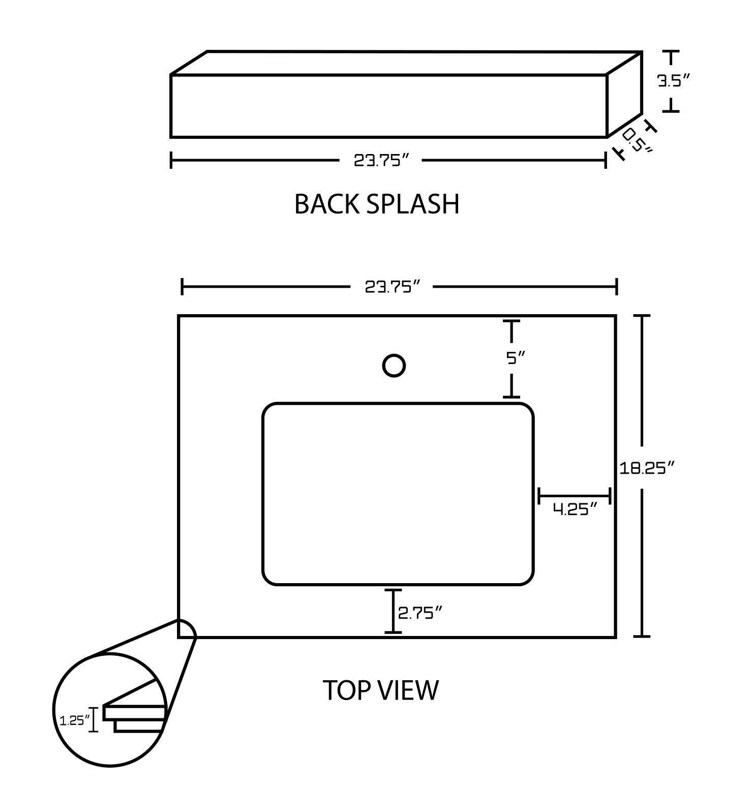 American Imaginations AI-19358 23.75-in. W 18.25-in. D Quartz Top In Beige Color For 1 Hole Faucet