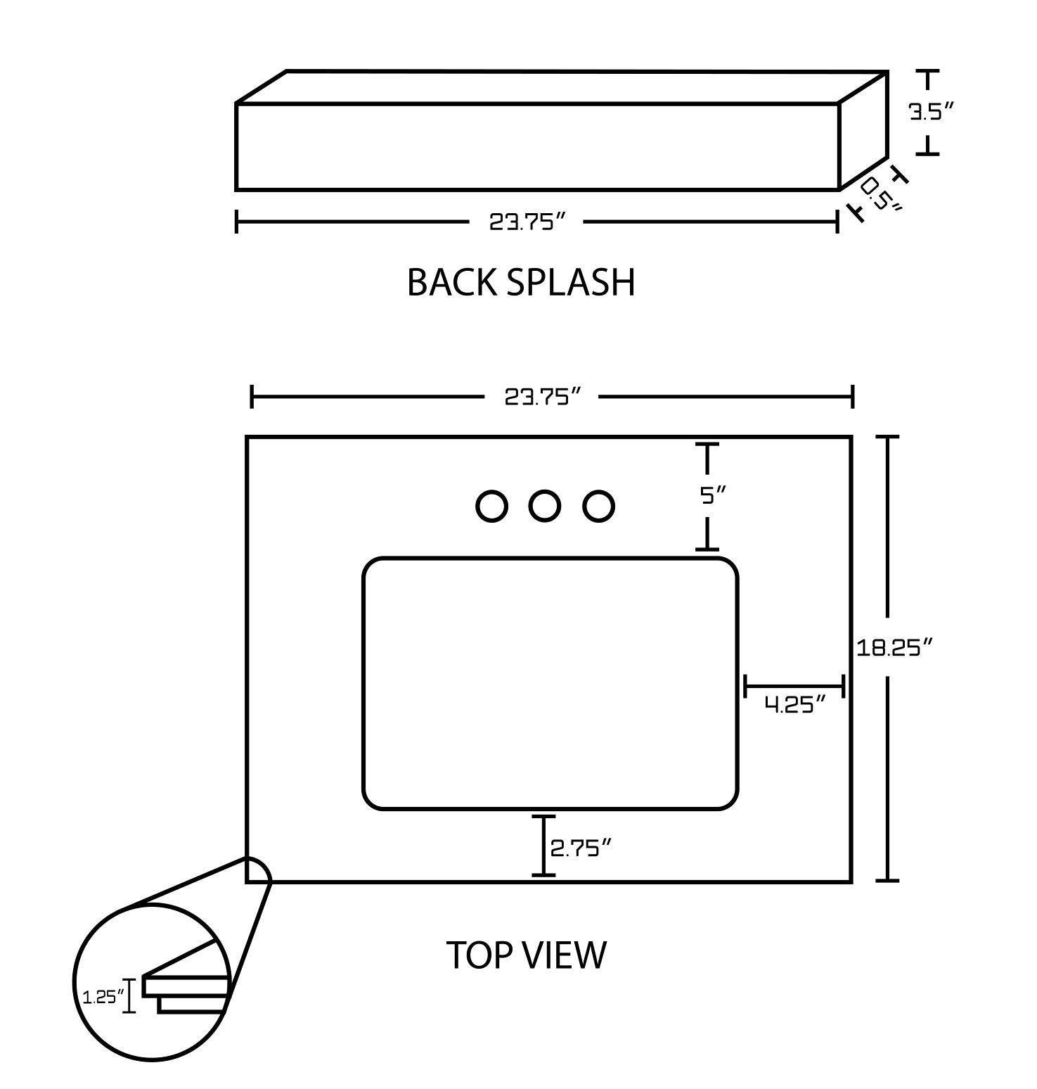 American Imaginations AI-19360 23.75-in. W 18.25-in. D Quartz Top In Beige Color For 3H4-in. Faucet