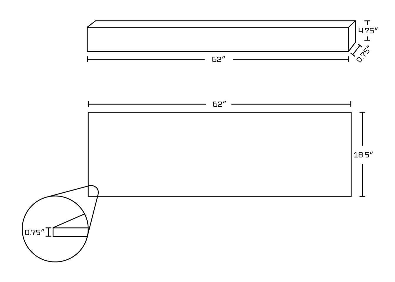 American Imaginations AI-20279 62-in. W 18.5-in. D Quartz Top In Black Galaxy Color For Wall Mount Faucet
