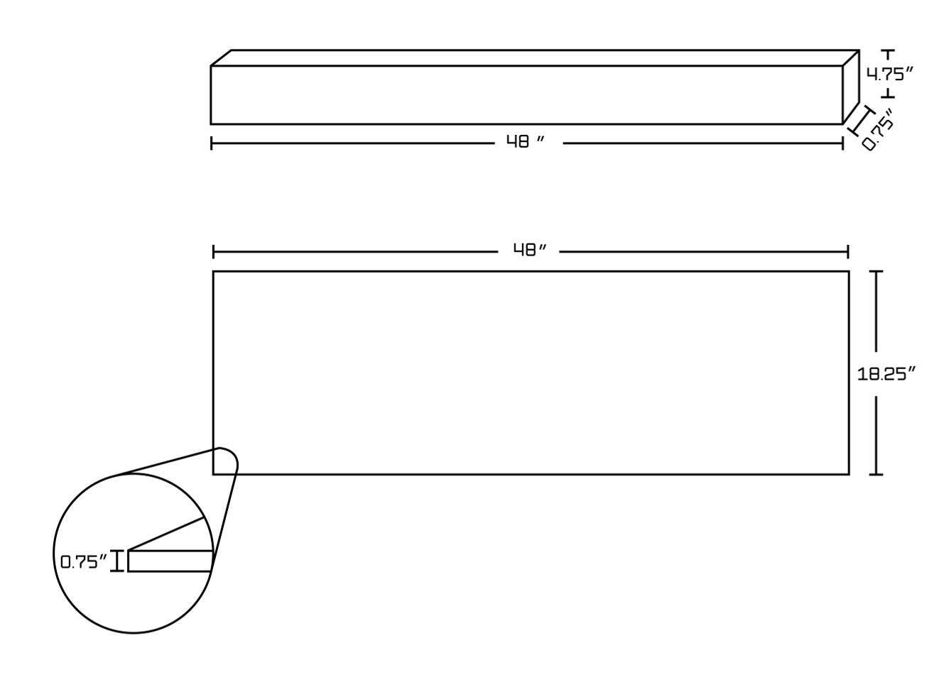 American Imaginations AI-20280 48-in. W 18.25-in. D Quartz Top In Black Galaxy Color For Wall Mount Faucet