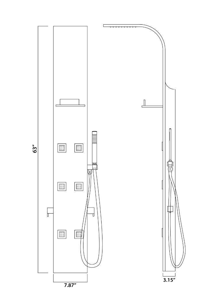 American Imaginations AI-27402 Rectangle Wall Mount Brass Shower Panel In Chrome Color