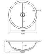 American Imaginations AI-20488 15.75-in. W CUPC Round Undermount Sink Set In White - Brushed Nickel Hardware