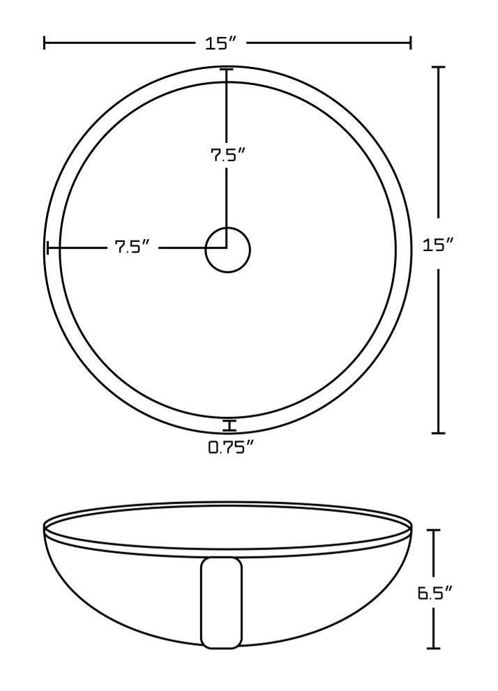 American Imaginations AI-20502 15-in. W CSA Round Undermount Sink Set In White - Black Hardware