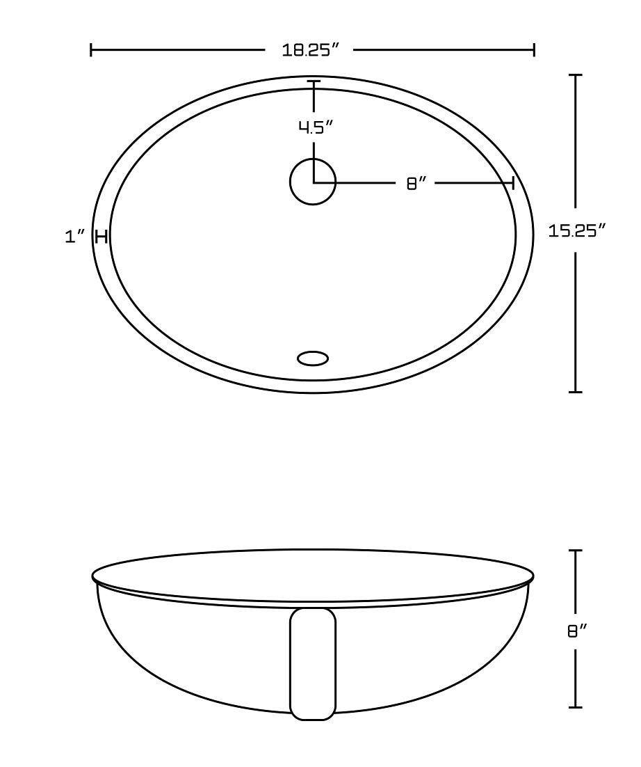 American Imaginations AI-20509 18.25-in. W CSA Oval Undermount Sink Set In White - Chrome Hardware