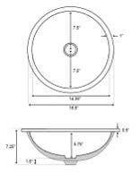 American Imaginations AI-20565 16.5-in. W Round Undermount Sink Set In White - Chrome Hardware - Overflow Drain Incl.