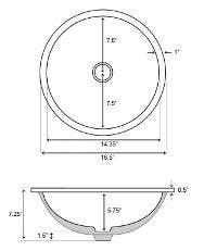 American Imaginations AI-22754 16.5-in. W Round Undermount Sink Set In White - Chrome Hardware With 3H8-in. CUPC Faucet