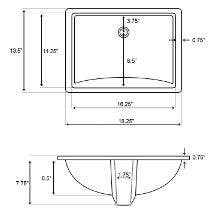 American Imaginations AI-22899 18.25-in. W CUPC Rectangle Undermount Sink Set In Biscuit - Chrome Hardware With 3H8-in. CUPC Faucet