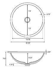 American Imaginations AI-25954 15.25-in. W CUPC Round Undermount Sink Set In White - Chrome Hardware With 1 Hole CUPC Faucet - Overflow Drain Incl.