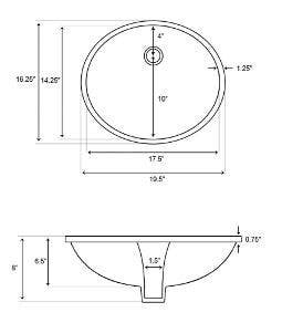American Imaginations AI-26009 19.5-in. W CUPC Oval Undermount Sink Set In Biscuit - Chrome Hardware With 3H8-in. CUPC Faucet - Overflow Drain Incl.
