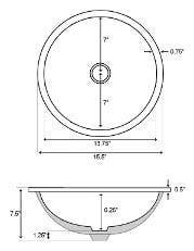 American Imaginations AI-26032 15.5-in. W CUPC Round Undermount Sink Set In Biscuit - Chrome Hardware With 3H8-in. CUPC Faucet - Overflow Drain Incl.