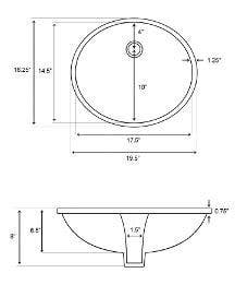 American Imaginations AI-26037 19.5-in. W CUPC Oval Undermount Sink Set In White - Chrome Hardware With 3H8-in. CUPC Faucet - Overflow Drain Incl.