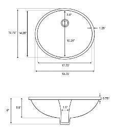 American Imaginations AI-26050 19.75-in. W CUPC Oval Undermount Sink Set In Biscuit - Chrome Hardware With 1 Hole CUPC Faucet - Overflow Drain Incl.