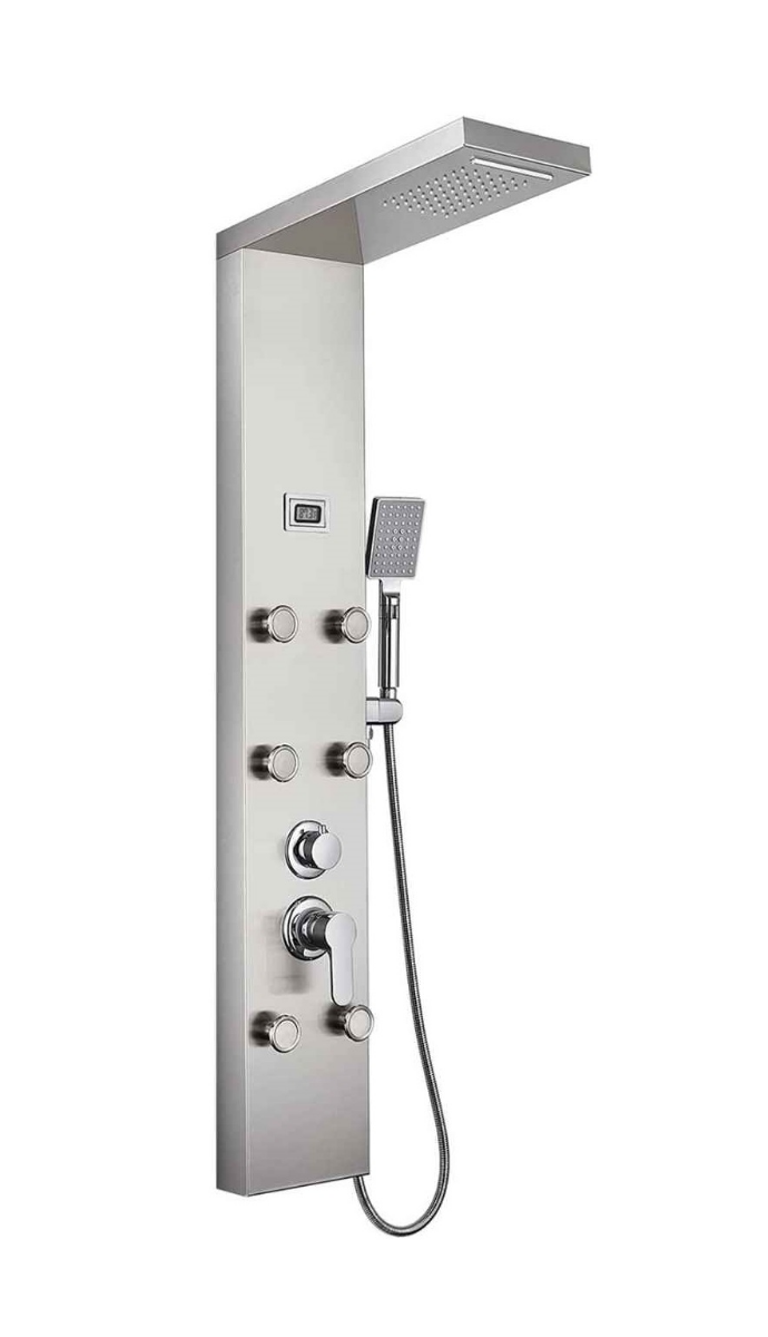 American Imaginations 2ZRZ4 10.5-in. x 53-in. Shower Panel Silver Stainless Steel-Brass