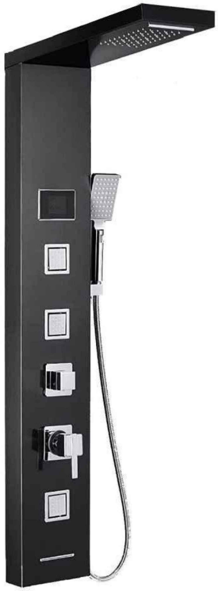 American Imaginations 2ZRZ9 7.8-in. x 51.2-in. Shower Panel Black-Chrome Stainless Steel-Brass