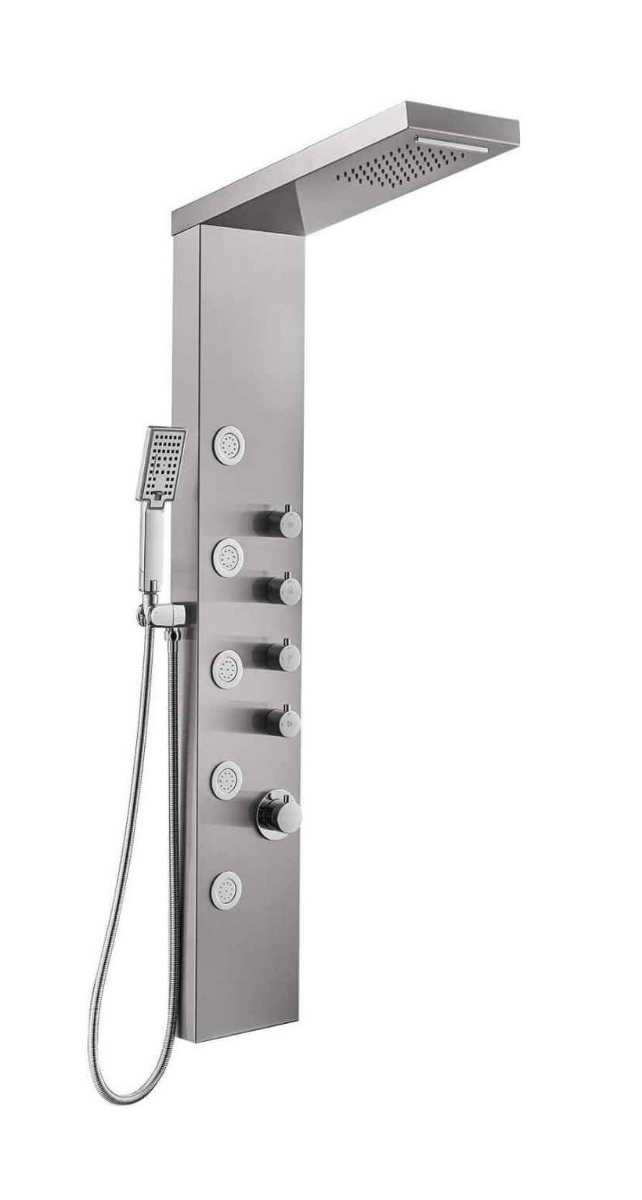 American Imaginations 2ZRZH 10.35-in. x 52.87-in. Shower Panel Silver Stainless Steel-Brass