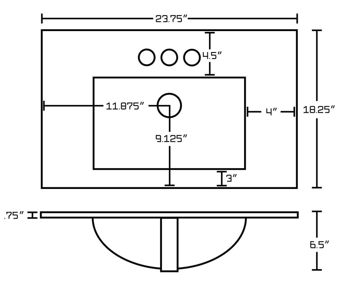 American Imaginations AI-18835 37.75-in. W Wall Mount White Vanity Set For 3H4-in. Drilling